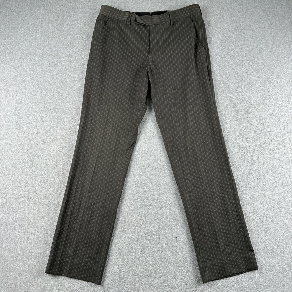 American Rag Pants Mens 30 Gray‎ Pinstripe Dress Slacks Flat Front Straight Leg